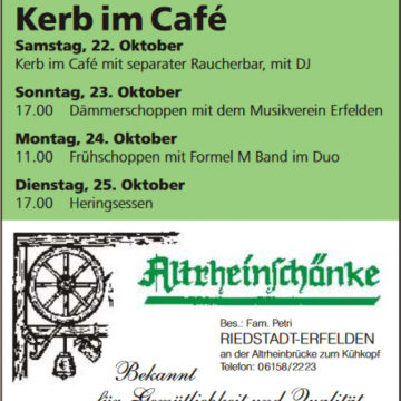 Frühschoppen im „Cafe“ – Altrheinschänke Erfelden